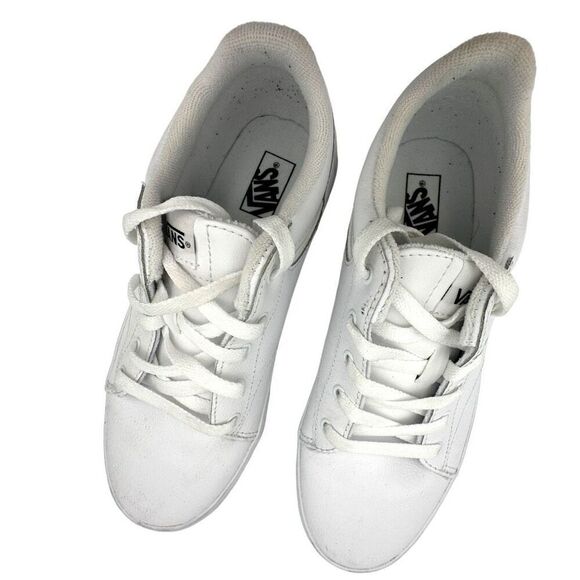 Vans Leather Old Skool Athletic Shoes White Youth 6 Leather - Picture 7 of 8